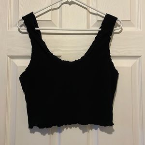 ASOS ribbed lettuce edge crop top black minimalist